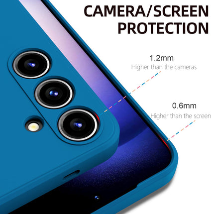 Mobizang Matte Protective Lens Flexible Back Cover for Samsung Galaxy S25 Plus | Slim Silicone with Soft Lining Shockproof Full Body Bumper Case (Blue)