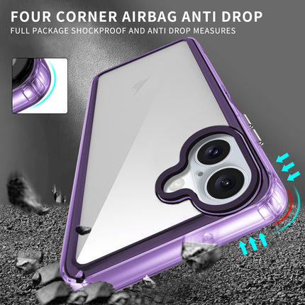 Mobizang Warrior Acrylic Clear Back Cover For Apple iPhone 16 Plus | Slim Shockproof [Military Grade Protection] Hybrid Bumper Case (Purple Sides)