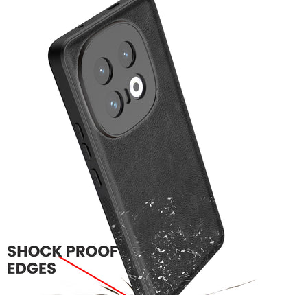 Mobizang Tux Leather Back Cover for IQOO 13 (5G) | Slim Shockproof Camera Protection Bumper Case (Black)