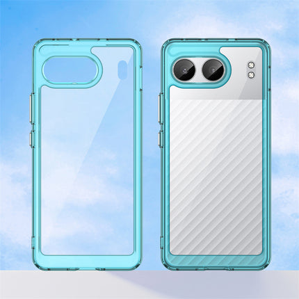 Mobizang Unicorn Acrylic Clear Back Cover For OnePlus Nord 4 | Slim Shockproof [Military Grade Protection] Hybrid Bumper Case (Blue Sides)