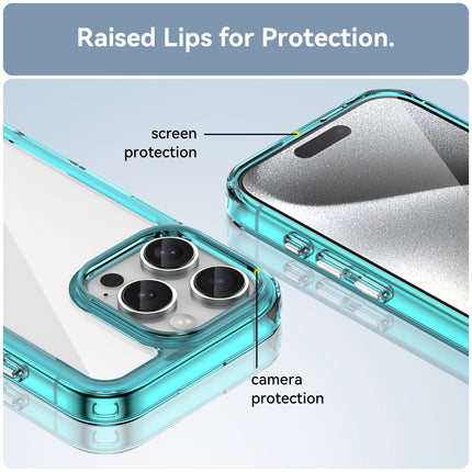 Mobizang Unicorn Acrylic Clear Back Cover For Apple iPhone 16 Pro | Slim Shockproof [Military Grade Protection] Hybrid Bumper Case (Blue Sides)