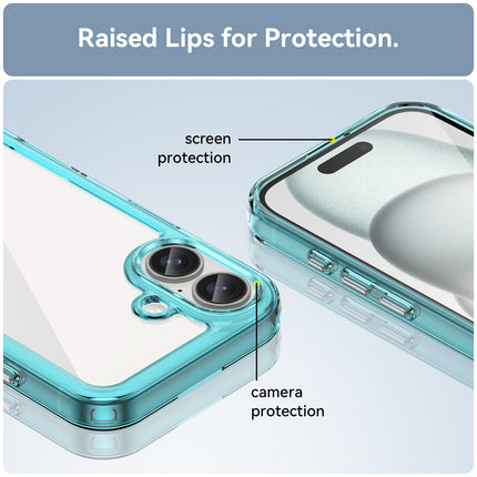Mobizang Unicorn Acrylic Clear Back Cover For Apple iPhone 16 | Slim Shockproof [Military Grade Protection] Hybrid Bumper Case (Blue Sides)