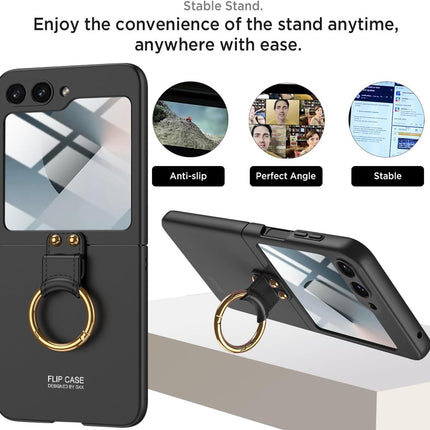 Mobizang Ultra Thin PC Ring Back Case for Samsung Galaxy Flip6 / Z Flip 6 | Shockproof Slim Hard Protective Cover (Black)