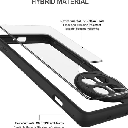 Mobizang Hawkeye Clear Back Cover for OnePlus 12R | Camera Lens Protector Shockproof Slim Clear Case Cover (Black Sides)