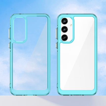 Mobizang Unicorn Acrylic Clear Back Cover For Samsung Galaxy A55 (5G) | Slim Shockproof [Military Grade Protection] Hybrid Bumper Case (Blue Sides)