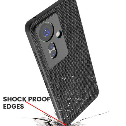Mobizang Soft Full Fabric Protective Back Case Cover for Oppo F25 Pro (5G) | Shockproof Slim Hard Anti Slip Back Case (Black)