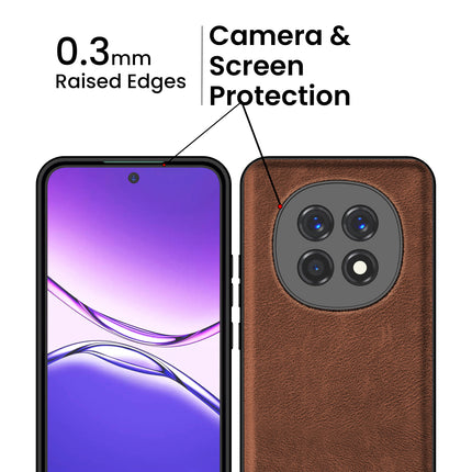 Mobizang Tux Leather Back Cover for Oppo F29 5G | Slim Shockproof Camera Protection Bumper Case (Brown)