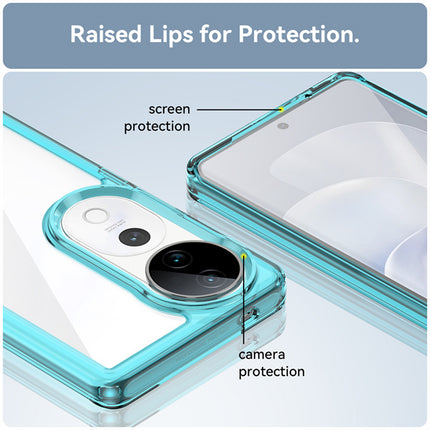 Mobizang Unicorn Acrylic Clear Back Cover For Vivo V40 / Vivo V40 Pro (5G) | Slim Shockproof [Military Grade Protection] Hybrid Bumper Case (Blue Sides)