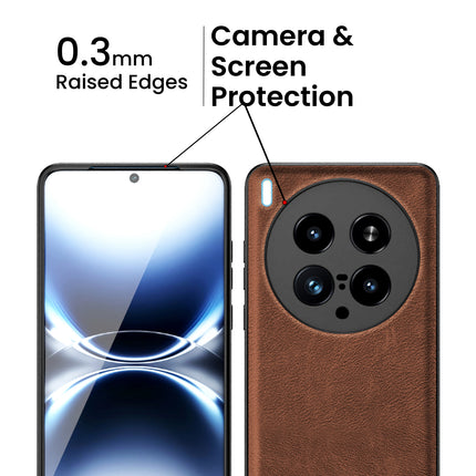 Mobizang Tux Leather Back Cover for Vivo X200 Ultra | Slim Shockproof Camera Protection Bumper Case (Brown)
