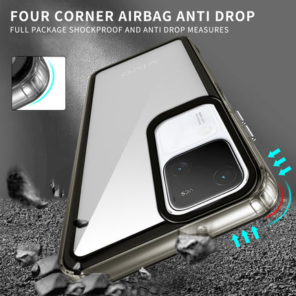 Mobizang Warrior Acrylic Clear Back Cover For Vivo V30 / V30 PRO | Slim Shockproof [Military Grade Protection] Hybrid Bumper Case (Grey Sides)