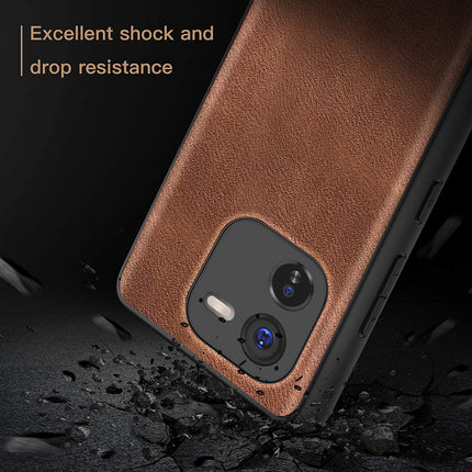 Mobizang Tux Leather Back Cover for IQOO Z9X | Slim Shockproof Camera Protection Bumper Case (Brown)
