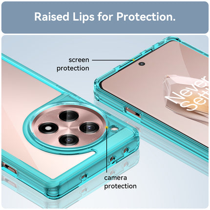 Mobizang Unicorn Acrylic Clear Back Cover For OnePlus 12R | Slim Shockproof [Military Grade Protection] Hybrid Bumper Case (Blue Sides)