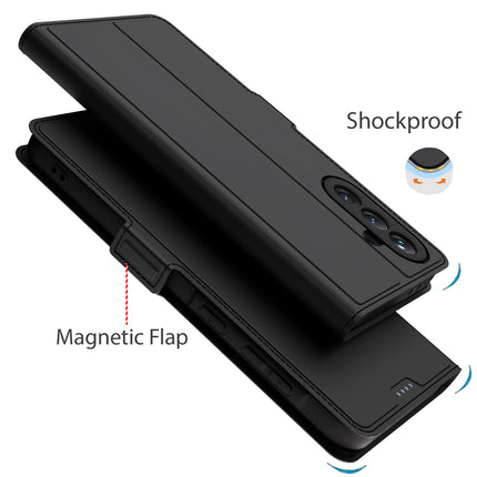 Mobizang Noble Slim Magnetic Leather Flip Case Cover for Samsung Galaxy A36 | Card Holder Stand Flip Wallet Case (Black)