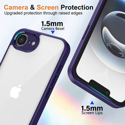 Mobizang Hawkeye Clear Back Cover for Apple iPhone 16E | Camera Lens Protector Shockproof Slim Clear Case Cover (Purple Sides)