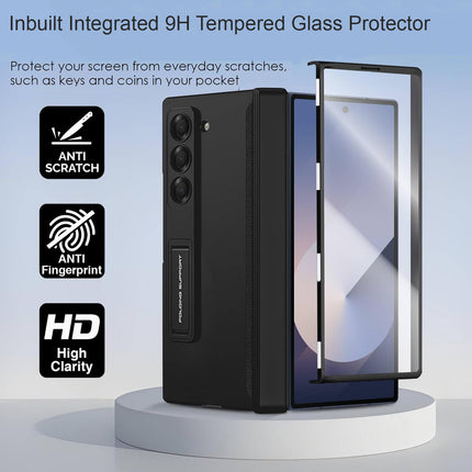 Mobizang Magnetic Hinge With Inbuilt Stand Case for Samsung Galaxy Z Fold 5 | Shockproof Stand Hybrid Bumper Back Cover (Black)