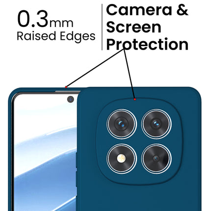 Mobizang Matte Protective Lens Flexible Back Cover for Redmi Note 14 Pro (5G) | Slim Silicone with Soft Lining Shockproof Full Body Bumper Case (Blue)