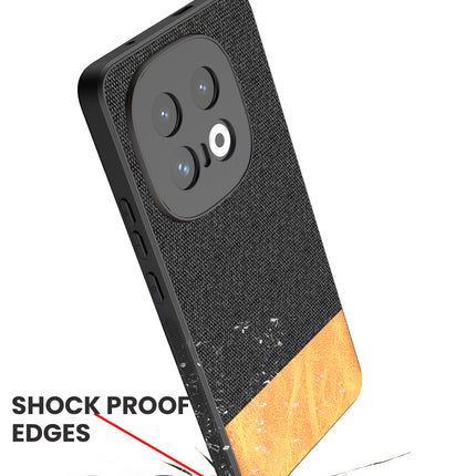 Mobizang Soft Fabric & Leather Hybrid Protective Back Cover for Iqoo 13 (5G) | Shockproof Slim Hard Anti Slip Back Case (Black,Brown)