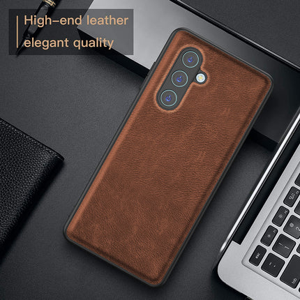 Mobizang Tux Leather Back Cover for Samsung Galaxy M35 (5G) | Slim Shockproof Camera Protection Bumper Case (Brown)