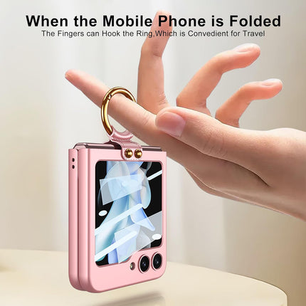 Mobizang Ultra Thin PC Ring Back Case for Samsung Galaxy Flip6 / Z Flip 6 | Shockproof Slim Hard Protective Cover (Pink)