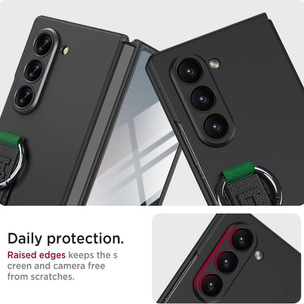 Mobizang Shockproof Protective Band Back Cover for Z Fold 6 | Wrist Strap Case Full Body Case (Black)