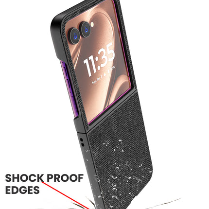 Mobizang Soft Full Fabric Protective Back Case Cover for Motorola Razr 50 Ultra | Shockproof Slim Hard Anti Slip Back Case (Black)