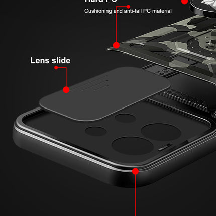 Kapa Tank Back Cover for Redmi Note 13 Pro (5G) | Inbuilt Ring + Slider Shockproof Lens Protection Bumper Back Case (Black)