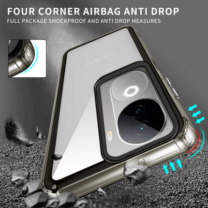 Mobizang Warrior Acrylic Clear Back Cover For Vivo V40E / iQOO Z9S | Slim Shockproof [Military Grade Protection] Hybrid Bumper Case (Grey Sides)