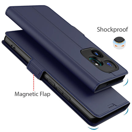 Mobizang Noble Slim Magnetic Leather Flip Case Cover for Realme GT 6 / GT 6T | Card Holder Stand Flip Wallet Case (Blue)