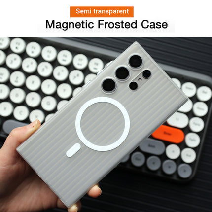 Mobizang Matte Magnetic Wave Grip Back Cover for Samsung Galaxy S25 PLUS | [MagSafe Compatible] Wireless charging, Slim, Metal Buttons, Frosted Back Case (White)