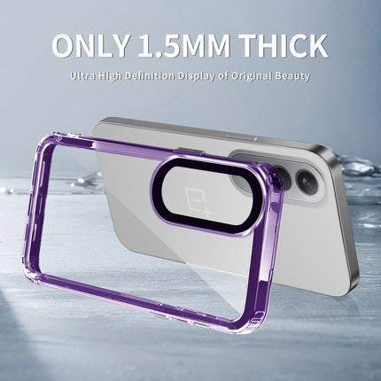 Mobizang Warrior Acrylic Clear Back Cover For OnePlus Nord CE4 | Slim Shockproof [Military Grade Protection] Hybrid Bumper Case (Purple Sides)