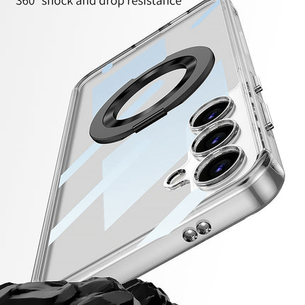 Mobizang Clear Airbag + Ring Back Case for Samsung Galaxy S25 Plus | Transparent Shockproof Slim Hard PC Shell Protective Cover (Clear)