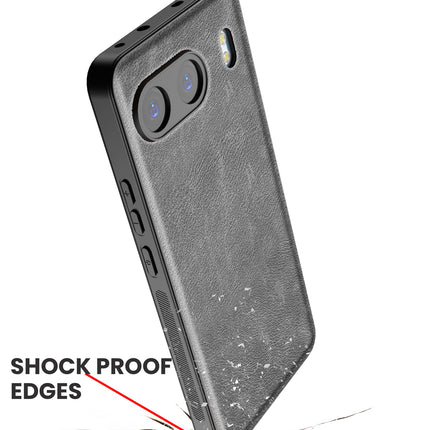 Mobizang Tux Leather Back Cover for OnePlus Nord 4 | Slim Shockproof Camera Protection Bumper Case (Grey)