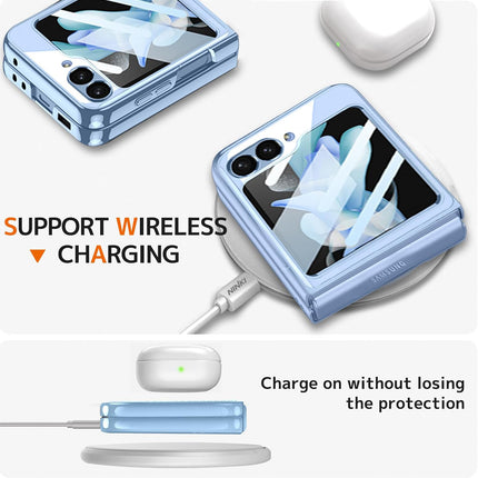 Mobizang Phantom Ultra Thin Back Case for Samsung Galaxy Flip6 / Z Flip 6 | Electroplated Edges Full Body Protection Back Cover (Blue)
