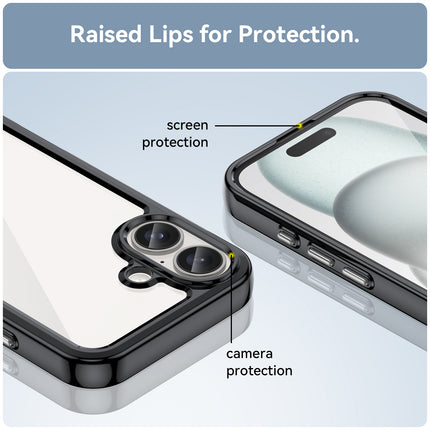 Mobizang Unicorn Acrylic Clear Back Cover For Apple iPhone 16 Plus | Slim Shockproof [Military Grade Protection] Hybrid Bumper Case (Black Sides)