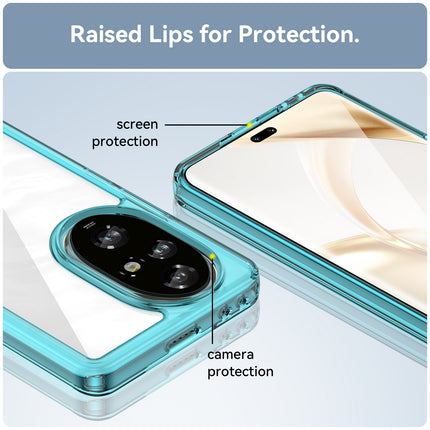 Mobizang Unicorn Acrylic Clear Back Cover For Honor 200 Pro (5G) | Slim Shockproof [Military Grade Protection] Hybrid Bumper Case (Blue Sides)