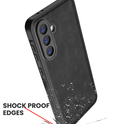 Mobizang Tux Leather Back Cover for Samsung Galaxy A16 | Slim Shockproof Camera Protection Bumper Case (Black)