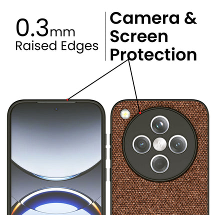 Mobizang Soft Fabric & Leather Hybrid Protective Back Cover for Oppo Find X8 | Shockproof Slim Hard Anti Slip Back Case (Brown)