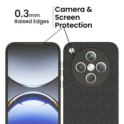 Mobizang Soft Fabric & Leather Hybrid Protective Back Cover for Oppo Find X8 | Shockproof Slim Hard Anti Slip Back Case (Black,Brown)