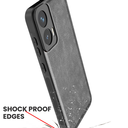 Mobizang Tux Leather Back Cover for Moto G35 | Slim Shockproof Camera Protection Bumper Case (Grey)