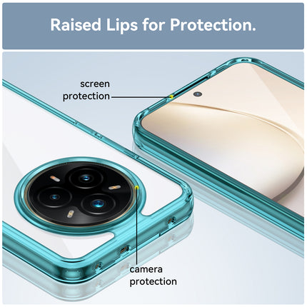 Mobizang Unicorn Acrylic Clear Back Cover For Realme 14 Pro+ (Plus) 5G | Slim Shockproof [Military Grade Protection] Hybrid Bumper Case (Blue Sides)