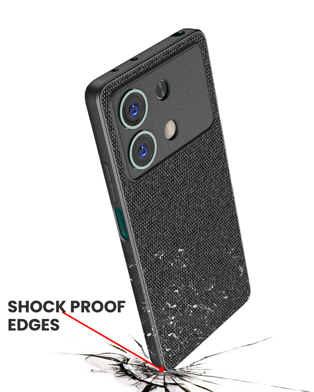 Mobizang Soft Full Fabric Protective Back Case Cover for Poco X6 Neo (5G) | Shockproof Slim Hard Anti Slip Back Case (Black)