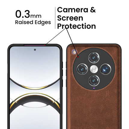 Mobizang Tux Leather Back Cover for Oppo Find X8 Pro | Slim Shockproof Camera Protection Bumper Case (Brown)
