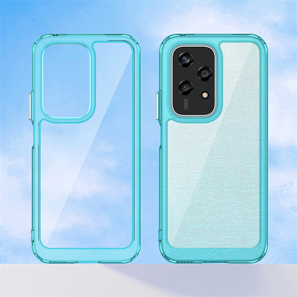 Mobizang Unicorn Acrylic Clear Back Cover For Honor 200 Lite (5G) | Slim Shockproof [Military Grade Protection] Hybrid Bumper Case (Blue Sides)
