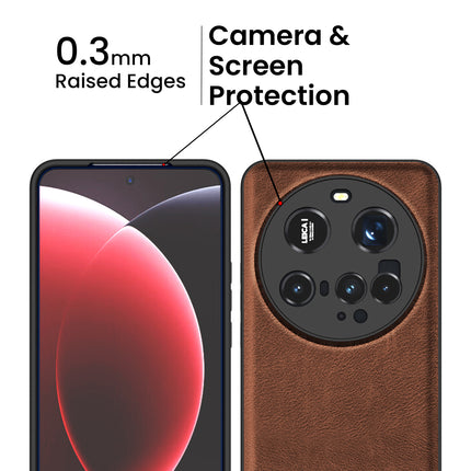 Mobizang Tux Leather Back Cover for Xiaomi 15 Ultra | Slim Shockproof Camera Protection Bumper Case (Brown)