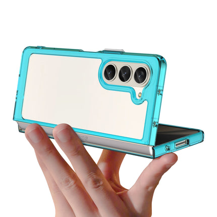 Mobizang Unicorn Acrylic Clear Back Cover For Samsung Galaxy Z Fold 6 | Slim Shockproof [Military Grade Protection] Hybrid Bumper Case (Blue Sides)