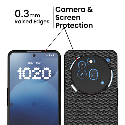 Mobizang Soft Full Fabric Protective Back Case Cover for Nothing Phone 3A Pro | Shockproof Slim Hard Anti Slip Back Case (Black)