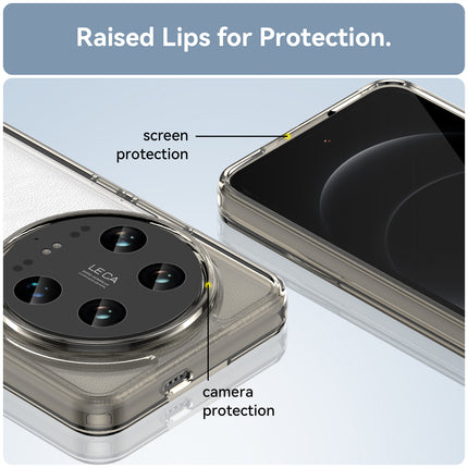 Mobizang Unicorn Acrylic Clear Back Cover For Xiaomi 14 ULTRA (5G) | Slim Shockproof [Military Grade Protection] Hybrid Bumper Case (Grey Sides)