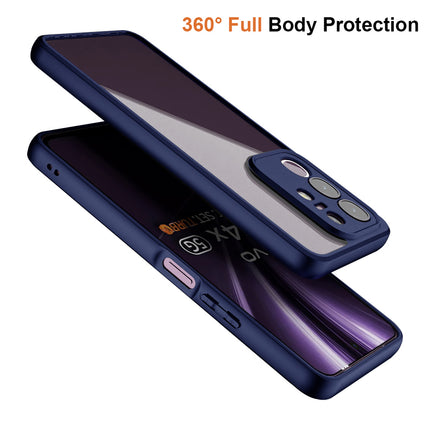 Mobizang Hawkeye Clear Back Cover for Vivo T4X 5G | Camera Lens Protector Shockproof Slim Clear Case Cover (Blue Sides)