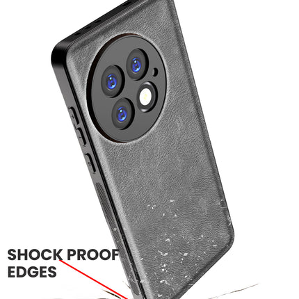 Mobizang Tux Leather Back Cover for OnePlus 13 | Slim Shockproof Camera Protection Bumper Case (Grey)