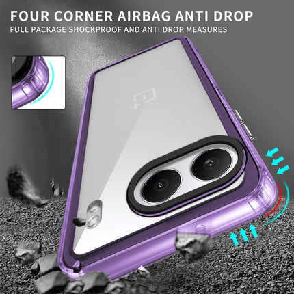 Mobizang Warrior Acrylic Clear Back Cover For OnePlus Nord 4 | Slim Shockproof [Military Grade Protection] Hybrid Bumper Case (Purple Sides)